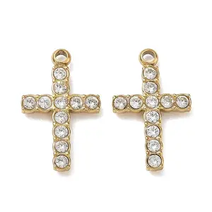 304 Stainless Steel Micro Pave Clear Cubic Zirconia Pendants