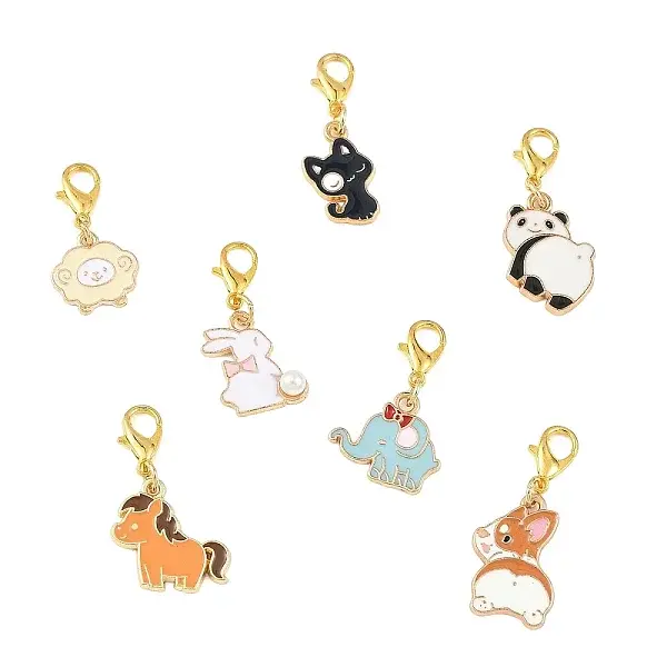 7Pcs Alloy Enamel Pendant Decorations
