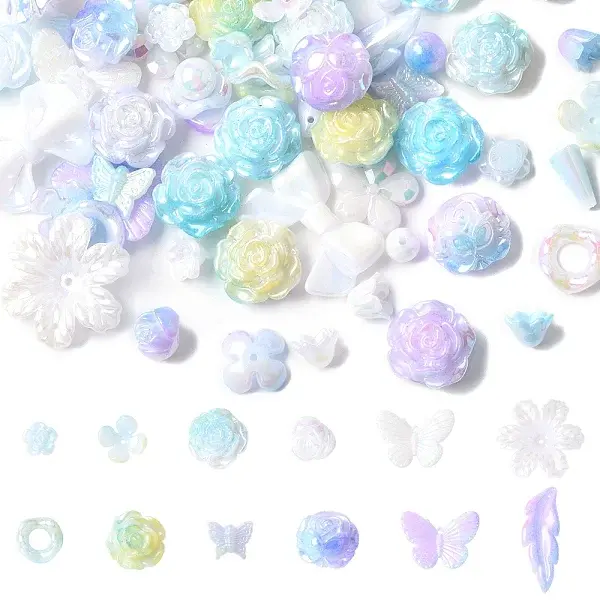Rainbow Iridescent Plating Acrylic Beads