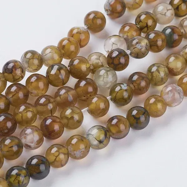 Natural Dragon Veins Agate Beads Strands