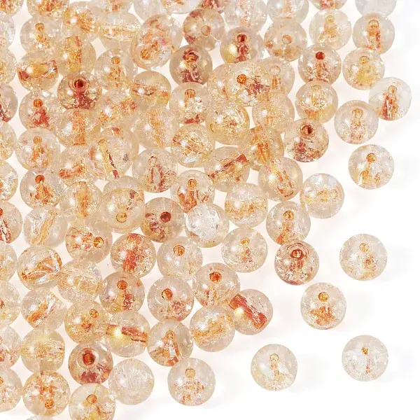 100Pcs Crackle Transparent Glass Beads