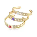 Cubic Zirconia Rectangle Open Cuff Bangle