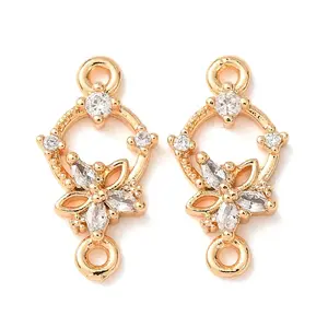 Brass Pave Clear Cubic Zirconia Connector Charms