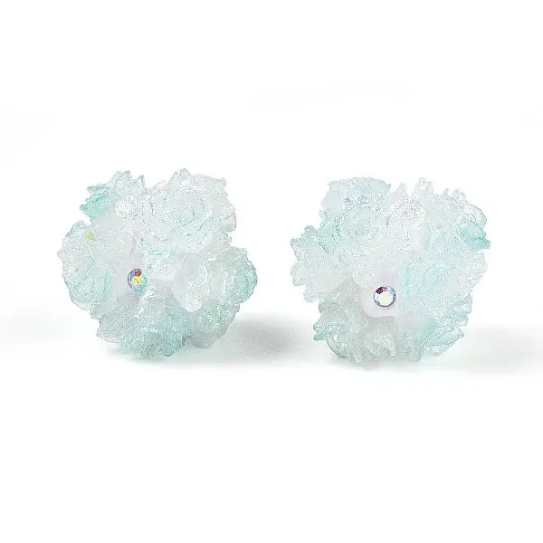 Polymer Clay Rhinestone Beads with Embossed Resin Roses