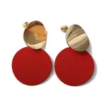 Alloy Flat Round Dangle Stud Earrings for Women
