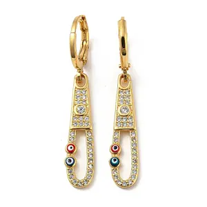 Golden Brass Dangle Leverback Earrings
