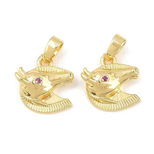 Brass Micro Pave Deep Pink Cubic Zirconia Charms