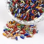 Tube Silver Lined Round Hole Glass Bugle Beads