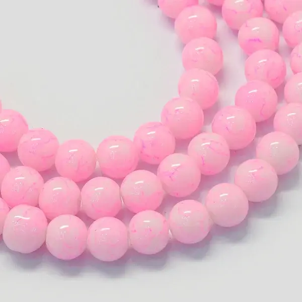 Baking Paint Glass Round Bead Strands