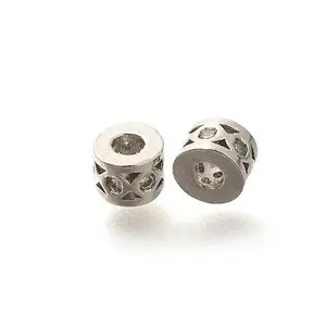 Rack Plating Clear Brass Micro Pave Cubic Zirconia Beads