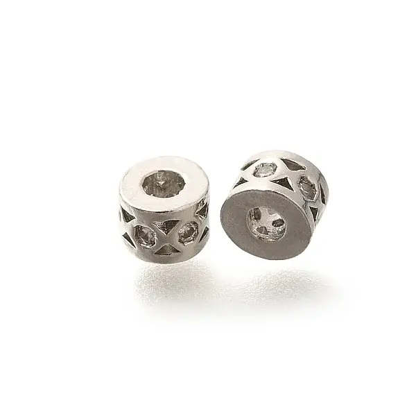 Rack Plating Clear Brass Micro Pave Cubic Zirconia Beads