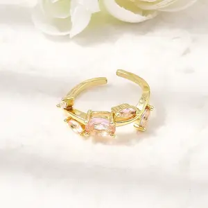 Brass Micro Pave Cubic Zirconia Cuff Open Rings