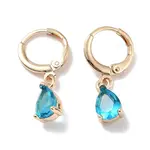 Golden Brass Dangle Hoop Earrings