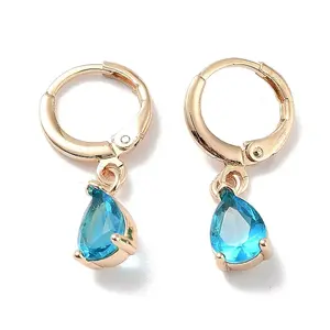 Golden Brass Dangle Hoop Earrings