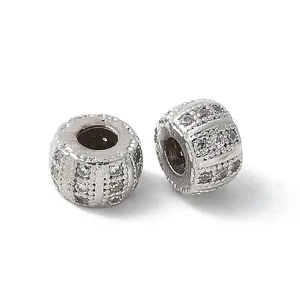 Brass Micro Pave Cubic Zirconia Beads