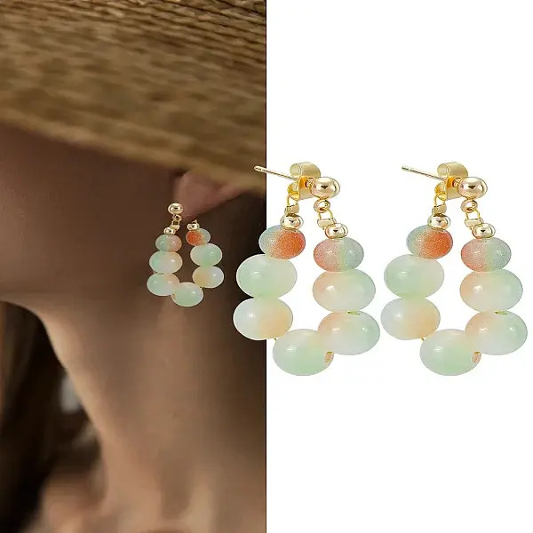 1Pair Round Acrylic Beaded Hoop Earrings