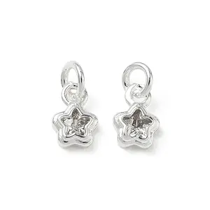 Brass Micro Pave Clear Cubic Zirconia Charms