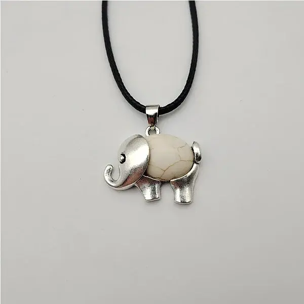 Synthetic Turquoise Elephant Pendant Necklace