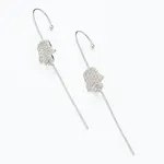 Brass Micro Pave Clear Cubic Zirconia Ear Wrap Crawler Hook Earrings