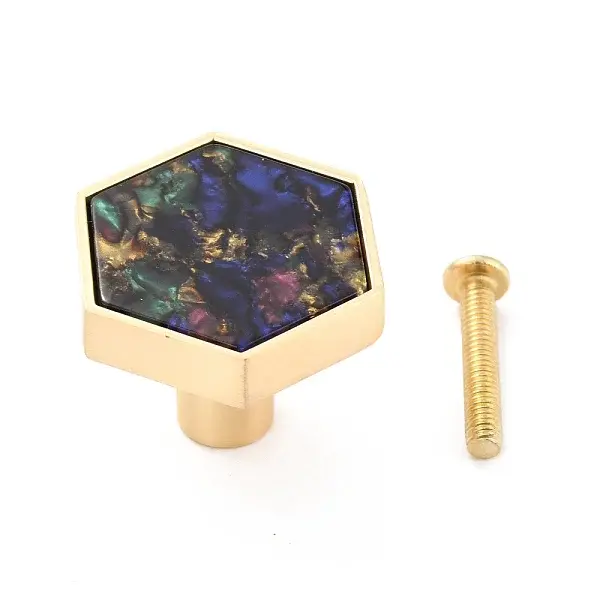 Hexagon with Marble Pattern Brass Box Handles & Knobs