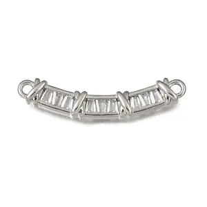 Brass Micro Pave Clear Cubic Zirconia Connector Charms