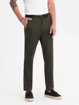 Ombre Men's REGULAR FIT chino pants with fine texture - dark green