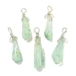 Electroplated Platinum Palted Copper Wire Wrapped Natural Quartz Crystal Pendants