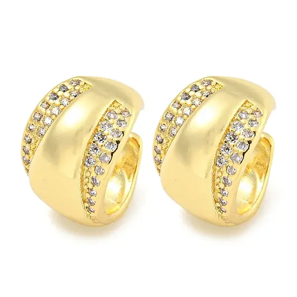 Brass Micro Pave Cubic Zirconia Cuff Earrings