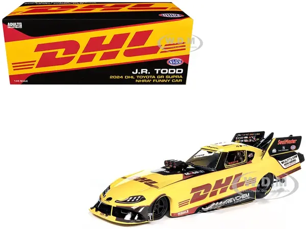 Toyota GR Supra NHRA Funny Car JR Todd "DHL" (2024) Limited Edition 1/24 Diecast Model by Auto World