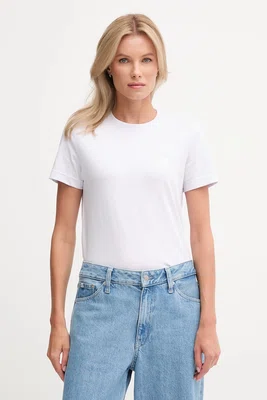 Bavlněné tričko Calvin Klein Jeans dámské, bílá barva, LV047B224G
