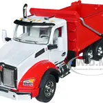 Kenworth T880 Day Cab with Rogue Transfer Dump Body Truck White and Viper Red 1/64 Diecast Model by DCP/First Gear