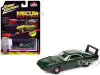 1969 Dodge Charger Daytona Dark Green Metallic with Green Interior "Mecum Auctions" Pop Culture 2024 Release 1 1/64 Diecast Model Car by Johnny Light