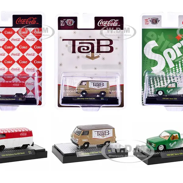 "Sodas" Set of 3 pieces Release 41 Limited Edition to 9250 pieces Worldwide 1/64 Diecast Model Cars by M2 Machines