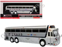 1969 Eagle Model 05 Coach Bus "Michaud Bus Lines Yankee Traveler" White and Silver with Black Stripes Limited Edition to 504 pieces Worldwide 1/87 (H