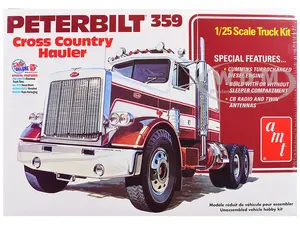 Skill 3 Model Kit Peterbilt 359 "Cross Country Hauler" 1/25 Scale Model by AMT