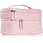 BrushArt Accessories Double-layered fluffy make-up bag taštička s dvoma priehradkami Light pink 1 ks
