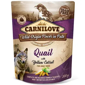 Carnilove Dog Pouch Paté Quail with Yellow Carrot 300 g