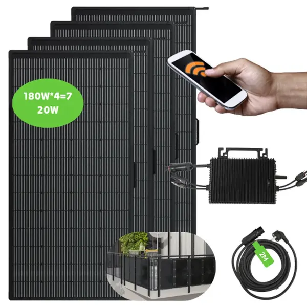 LANPWR 800W Balcony Solar Power Station: 800W Micro-inverter + 4x 180W Flexible Solar Panels