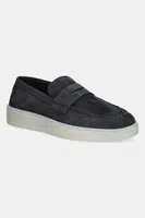 Nubukové mokasíny Guess RICKY MOC pánské, tmavomodrá barva, FMTRIC LEA14