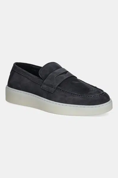 Nubukové mokasíny Guess RICKY MOC pánské, tmavomodrá barva, FMTRIC LEA14