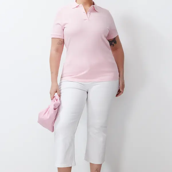 Trendyol Curve Pink Polo Neck Knitted T-shirt