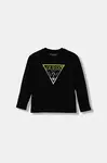 Dětské bavlněné tričko s dlouhým rukávem Guess černá barva, s aplikací, N5YI24 K8HM4