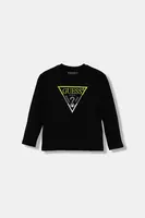 Dětské bavlněné tričko s dlouhým rukávem Guess