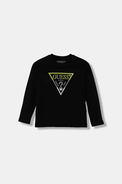 Dětské bavlněné tričko s dlouhým rukávem Guess