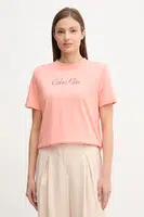Bavlněné tričko Calvin Klein Jeans dámské, růžová barva, LV047C854G