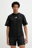 Bavlněné tričko adidas Stadium pánské, černá barva, s potiskem, JN1824