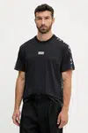 Bavlněné tričko Versace Jeans Couture pánské, černá barva, s aplikací, 79GAH617 JS515