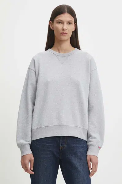 Bavlněná mikina Levi's dámská, šedá barva, melanžová, A8789