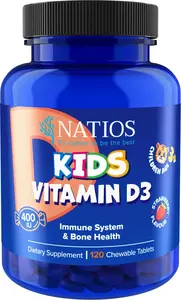 Natios Kids Vitamin D3 400 IU 120 jahodových tabletek
