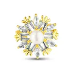 JwL Luxury Pearls Třpytivá brož ve tvaru sněhové vločky s perlou JL0873